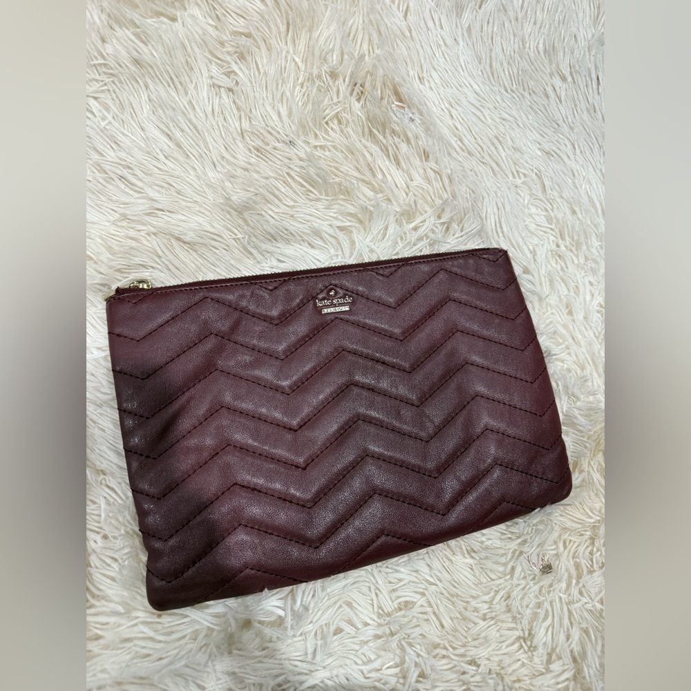 Kate Spade Maroon Chevron Pouch
